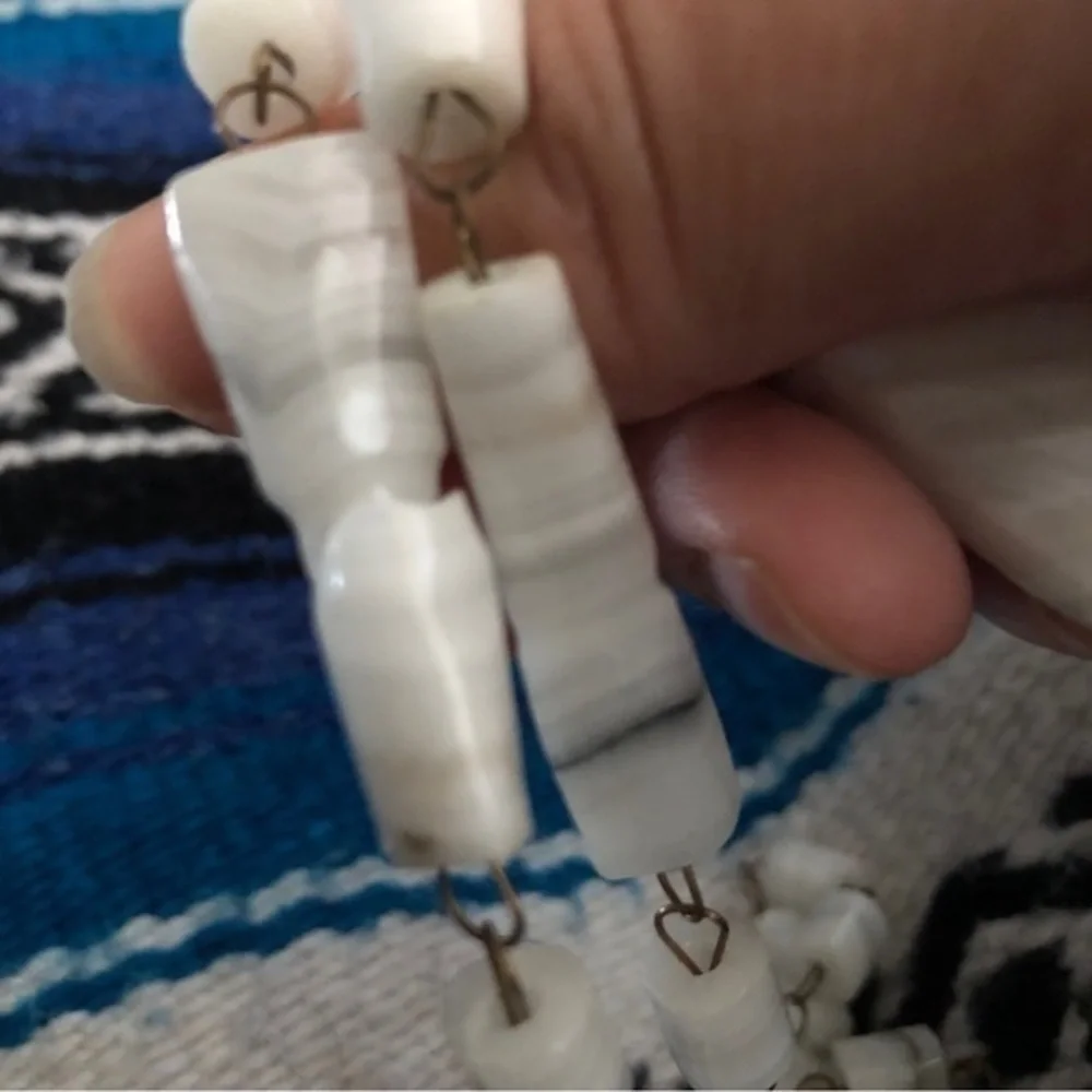 Hand carved‎ stone white quartz Mexico necklace